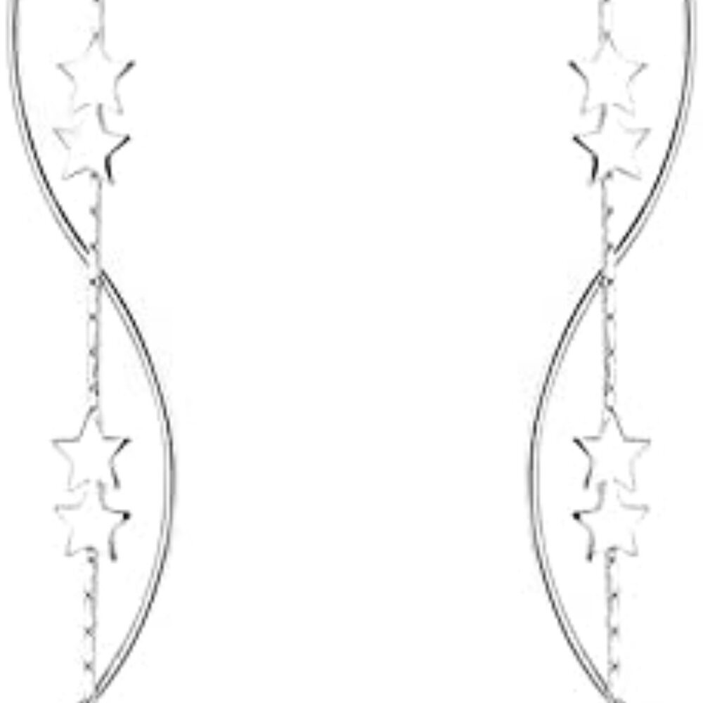 Sterling Silver Star Dangle Earrings for Women Teens Long Dangle Earrings Chain